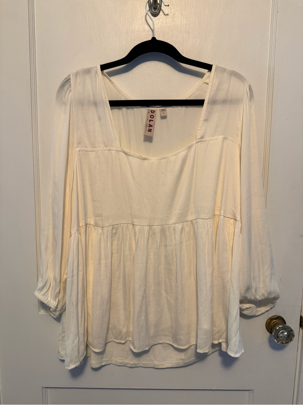 dolan Cream Long-Sleeve Peasant Top